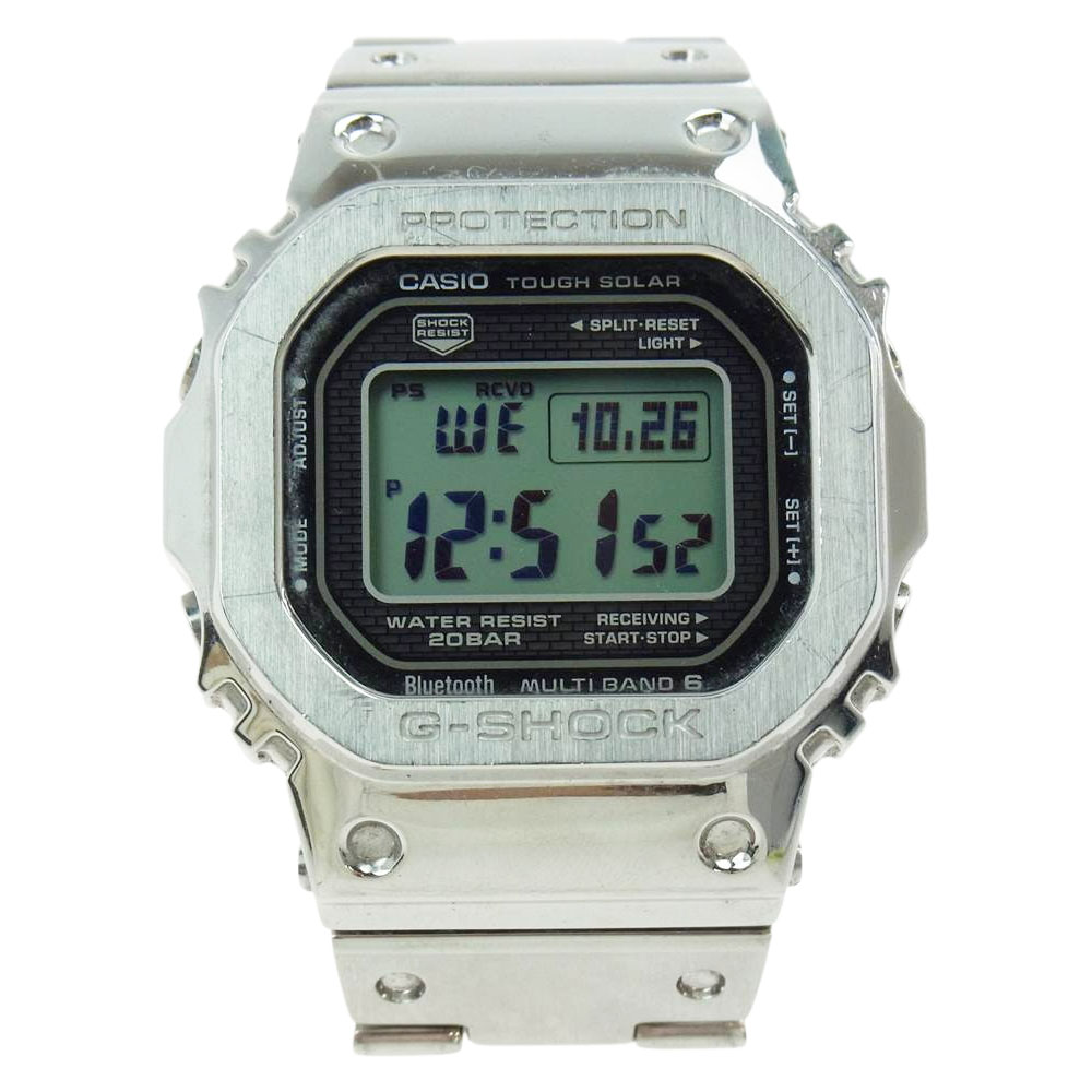 約20cmケース厚みG-SHOCK ジーショック 時計 GMWB5000 電波 ソーラー ウォッチ フルメタル オール シルバー 腕時計 シルバー系