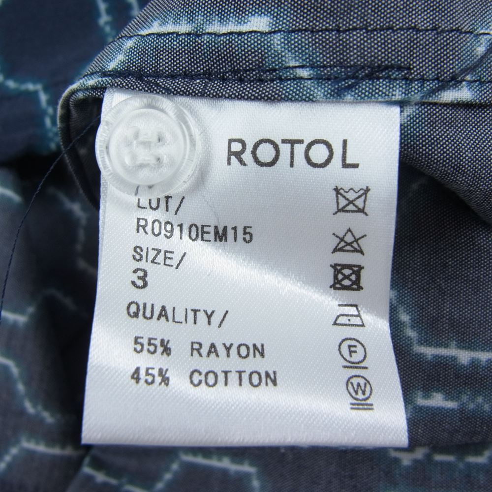 ロトル ROTOL 半袖シャツ R0910EM15 H/S OPEN COLLAR SHIRT HEXAGON