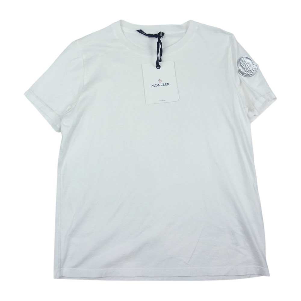 MONCLER モンクレール Ｔシャツ T-SHIRT 無地 ワッペン カットソー Tシャツ ホワイト系 S【極上美品】約40cm着丈