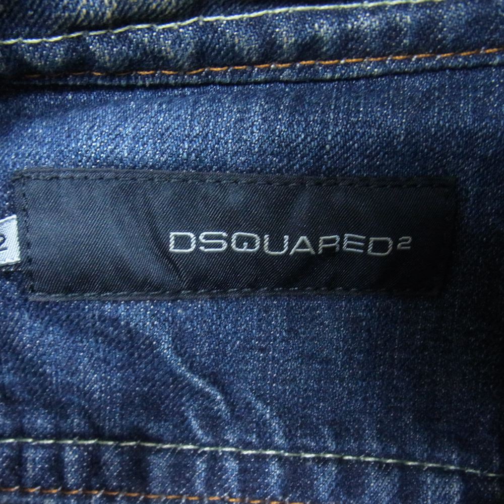 DSQUARED2 ディースクエアード レザージャケット 襟ハラコ切替 デニムジャケット インディゴブルー系 42