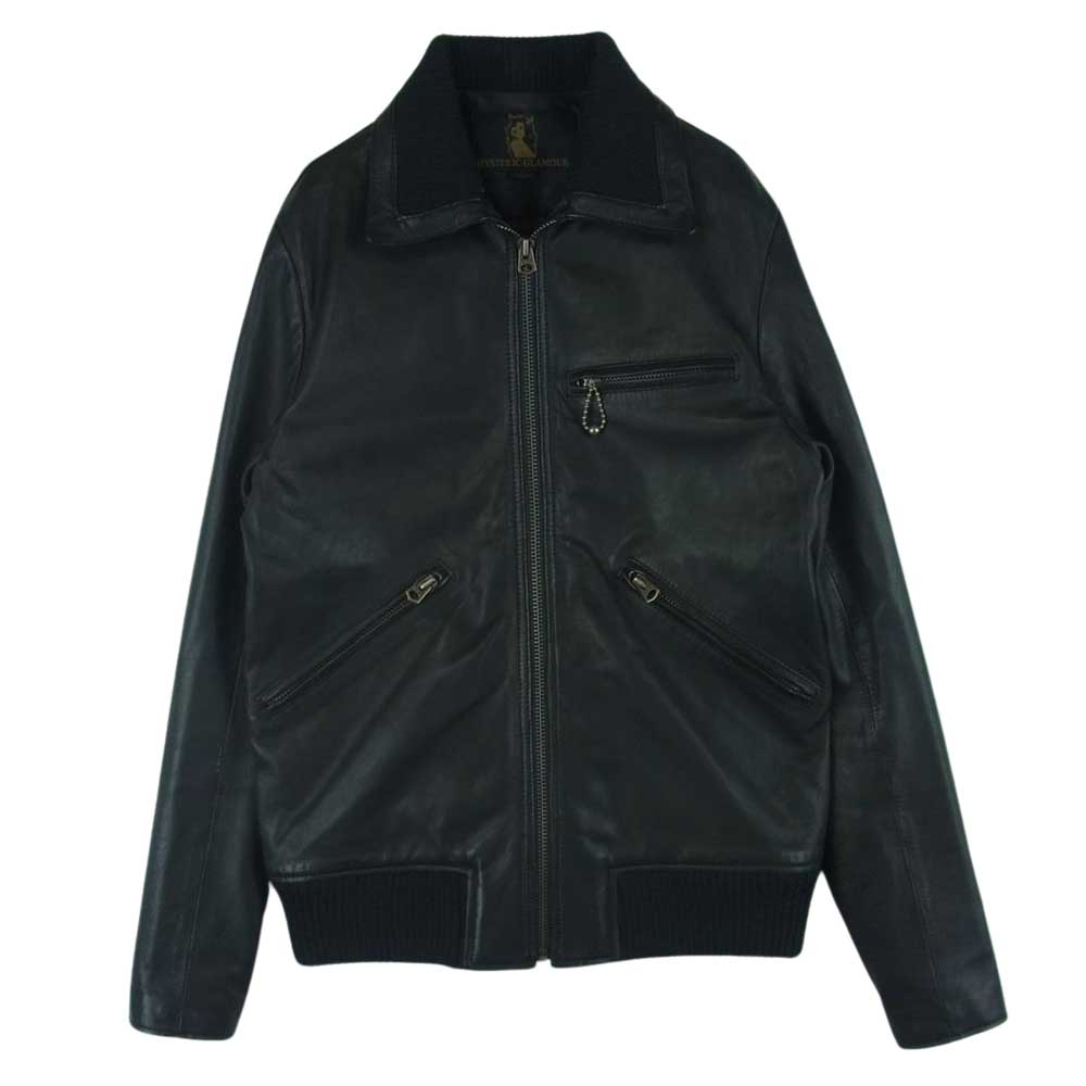 HYSTERIC GLAMOUR ヒステリックグラマー レザージャケット 0221LB01 ラム レザー ジャケット ブルゾン 中国製 ブラック系 S