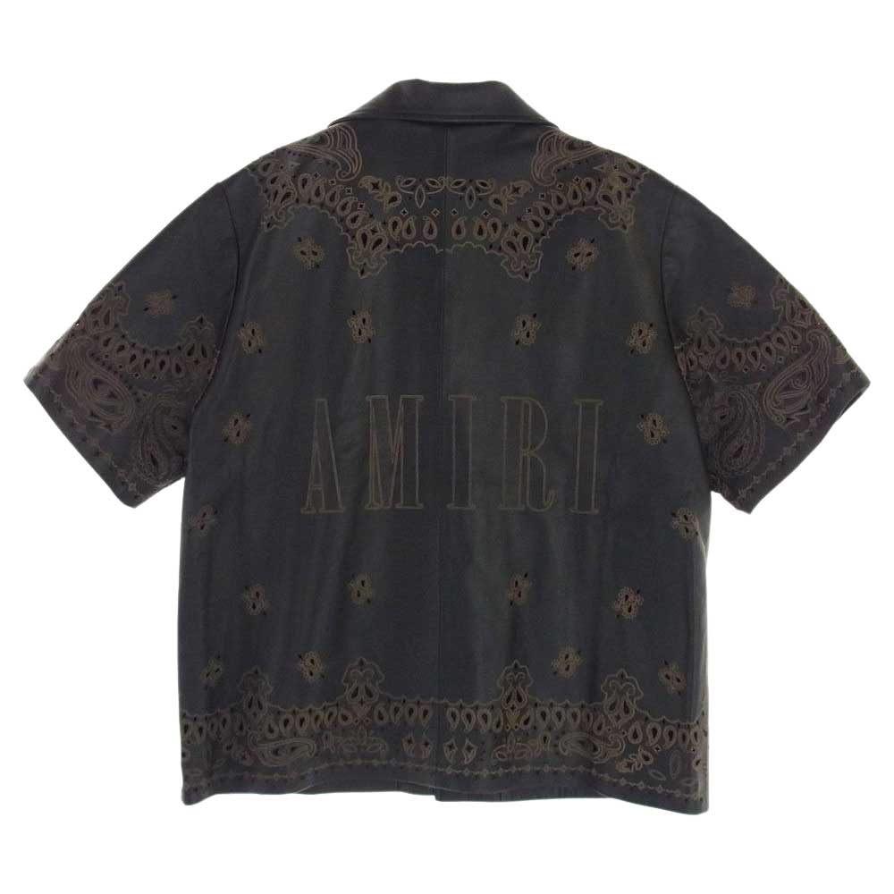 アミリ AMIRI 半袖シャツ バンダナプリント レーザーカット レザー