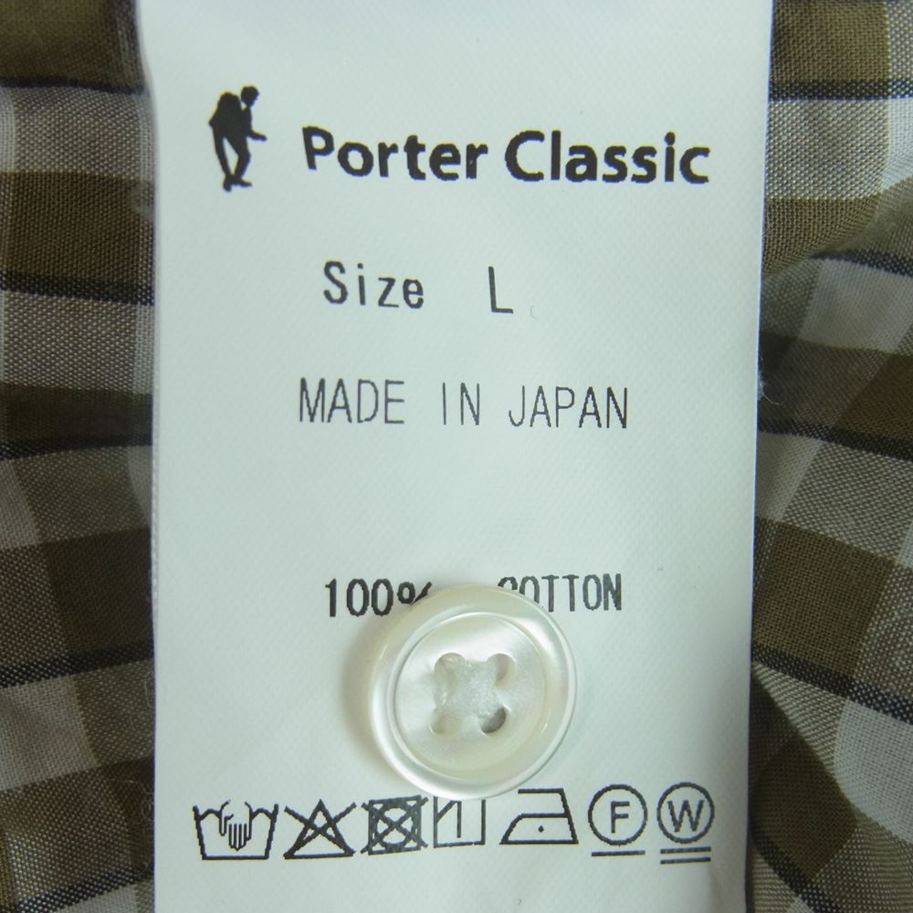 PORTER CLASSIC ポータークラシック 長袖シャツ ROLL UP GINGHAM CHECK