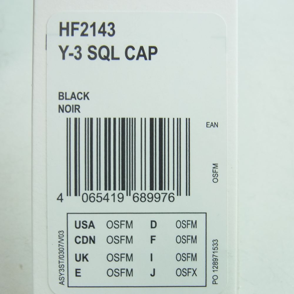 Yohji Yamamoto ヨウジヤマモト 帽子 HF2143 Y-3 SQL CAP キャップ