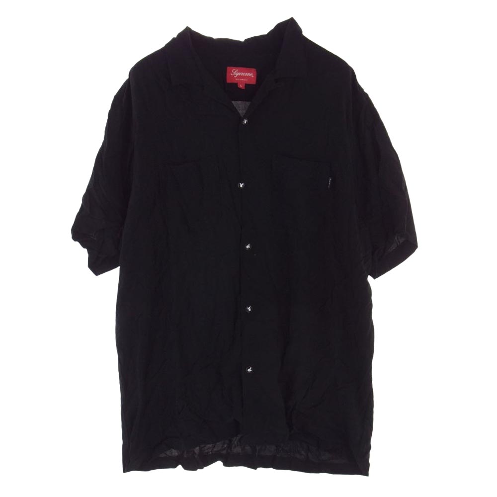 Supreme シュプリーム 半袖シャツ 19SS Playboy Rayon S/S Shirt 半袖 オープンカラー レーヨン シャツ ブラック系  L