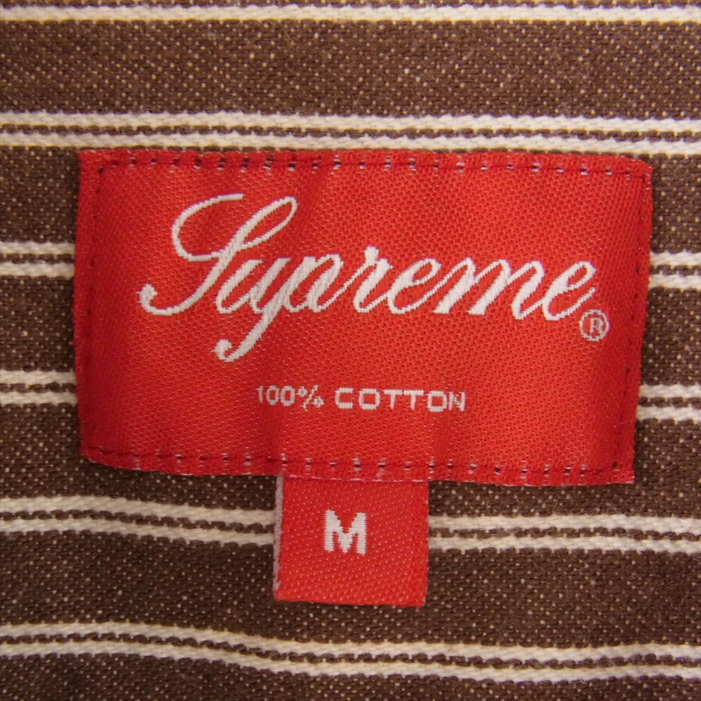 Supreme シュプリーム 半袖シャツ 17SS Stripe Denim S/S Shirt ストライプ デニム シャツ バックロゴ ブラウン系 M