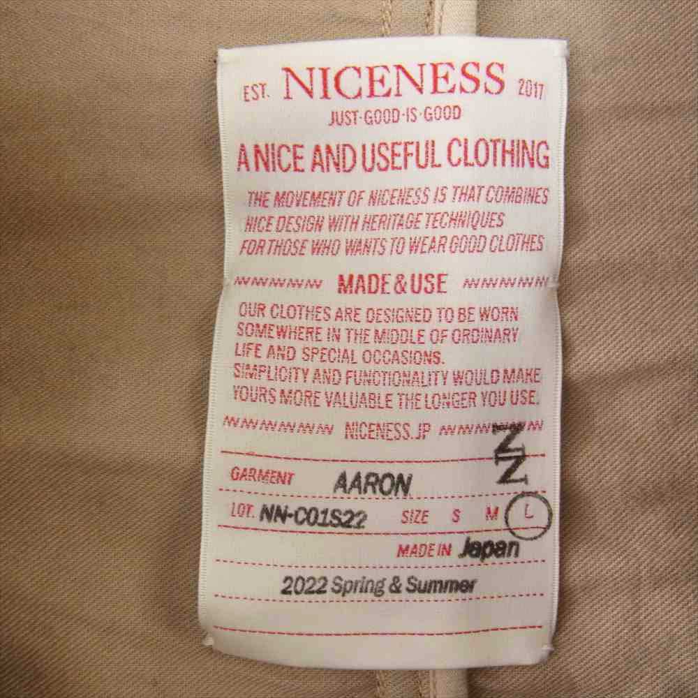 ナイスネス NICENESS ステンカラーコート 22SS NN-C01S22 AARON