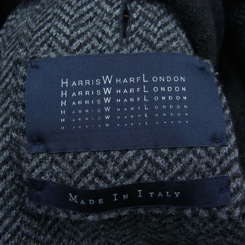 ハリス ワーフ ロンドン HARRIS WHARF LONDON コート イタリア製 ヘリンボーン ウール ニット チェスター コート グレー系 48