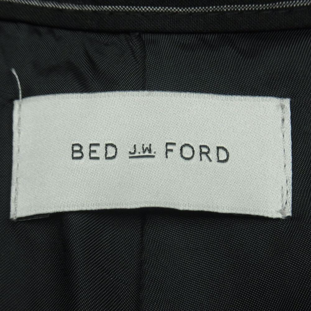 ベッドフォード BED j.w. FORD パンツ ベルテッド ストライプ カットオフ キュプラ パンツ 日本製 ブラック系 ホワイト系 1