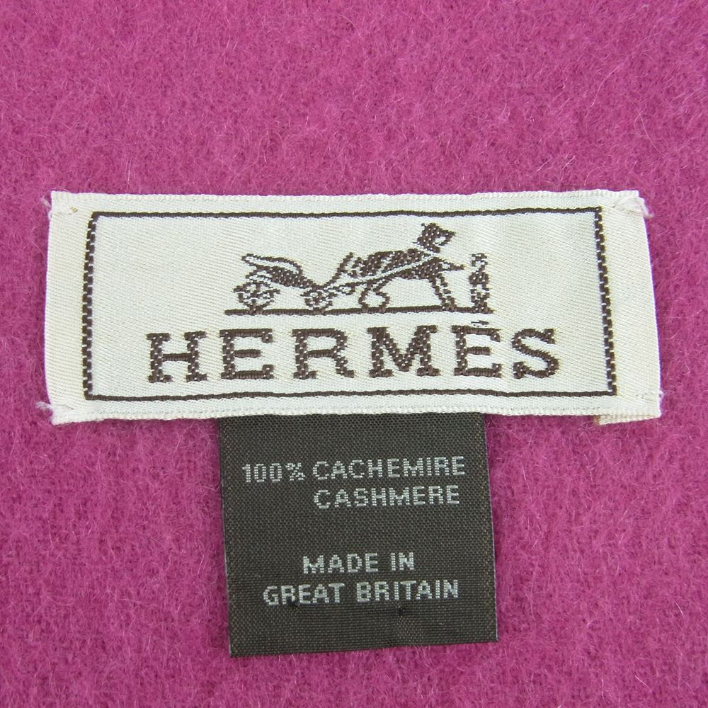 HERMES エルメス マフラー 英国製 カシミヤ100％ フリンジ マフラー