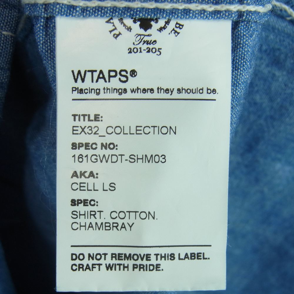 WTAPS ダブルタップス 長袖シャツ 161GWDT-SHM03 CELL LS コットン