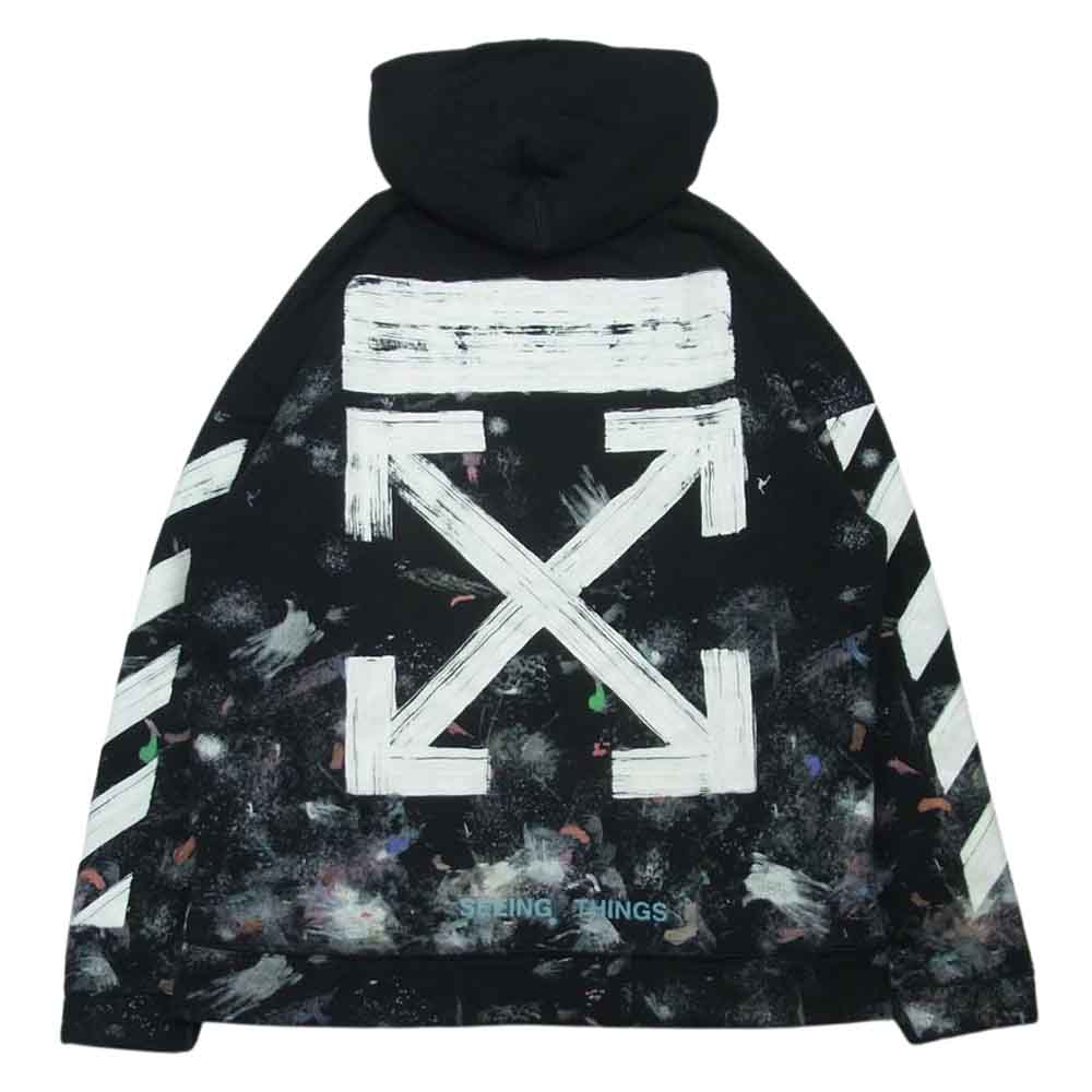 OFF-WHITE オフホワイト パーカー 17AW OMBB009F17619030 DIAG GALAXY OVER HOODIE ギャラクシー  ビッグサイズ スウェット パーカー ブラック系 S