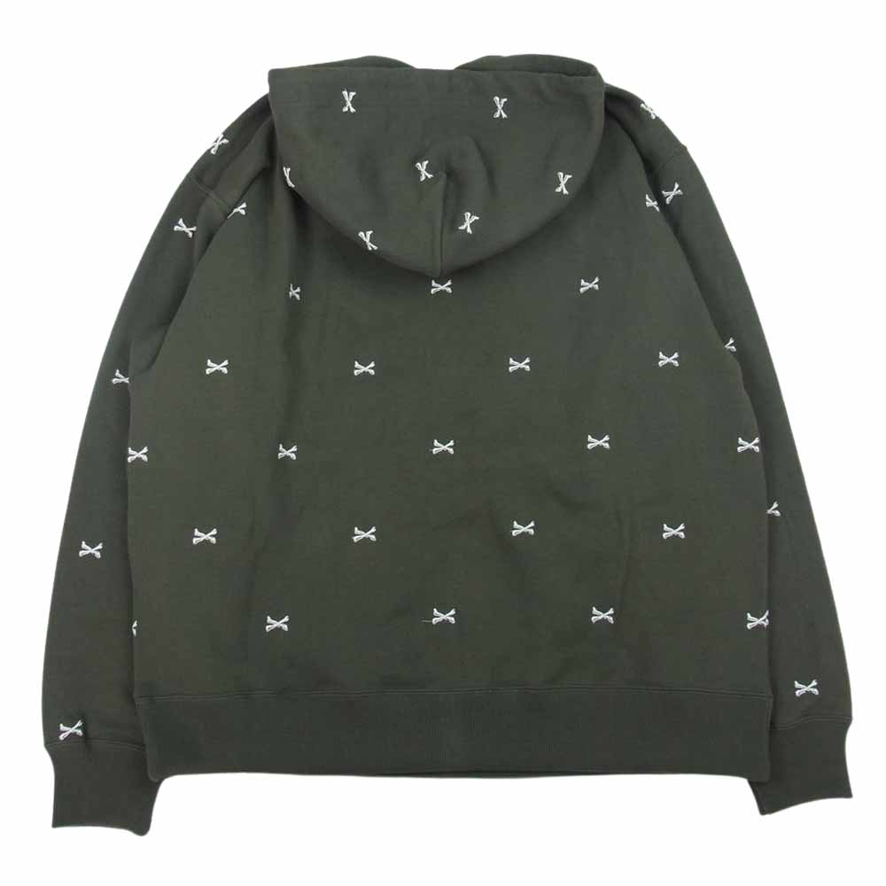 WTAPS ダブルタップス パーカー 22AW 222ATDT-CSM26 ACNE HOODY CTPL TEXTILE クロスボーン 刺繍 総柄  パーカー カーキ系 3【新古品】【未使用】