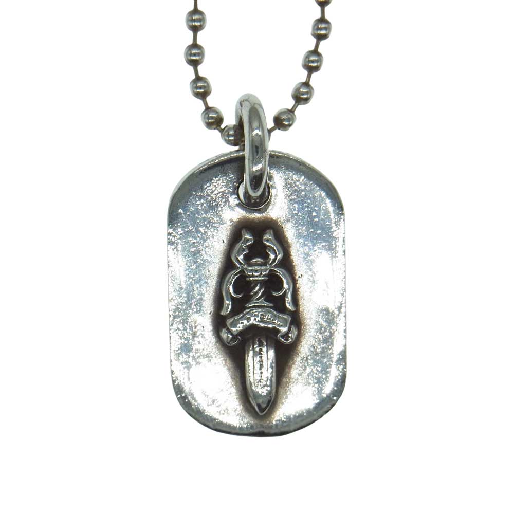 CHROME HEARTS クロムハーツ（原本無） ネックレス Dogtag SML Raised ドッグタグ スモール レイズド ダガー  ペンダントトップ ネックレス シルバー系