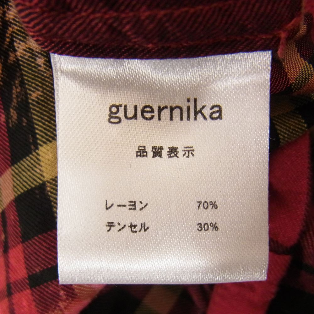 ゲルニカ guernika 長袖シャツ ANARCHY SHIRTS アナーキー バックスカル ハンドペイント パッチワーク ブリーチ チェック 長袖  シャツ レッド系 サイズ表記無