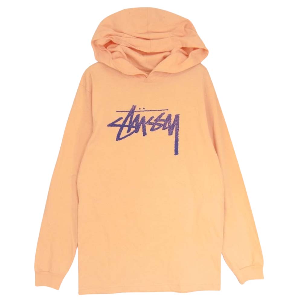 STUSSY ステューシー パーカー ストックロゴ パーカー カットソー オレンジ系 S STUSSY USED/古着（パーカー）｜STUSSYのUSED/古着通販サイト  SMASELL（スマセル）