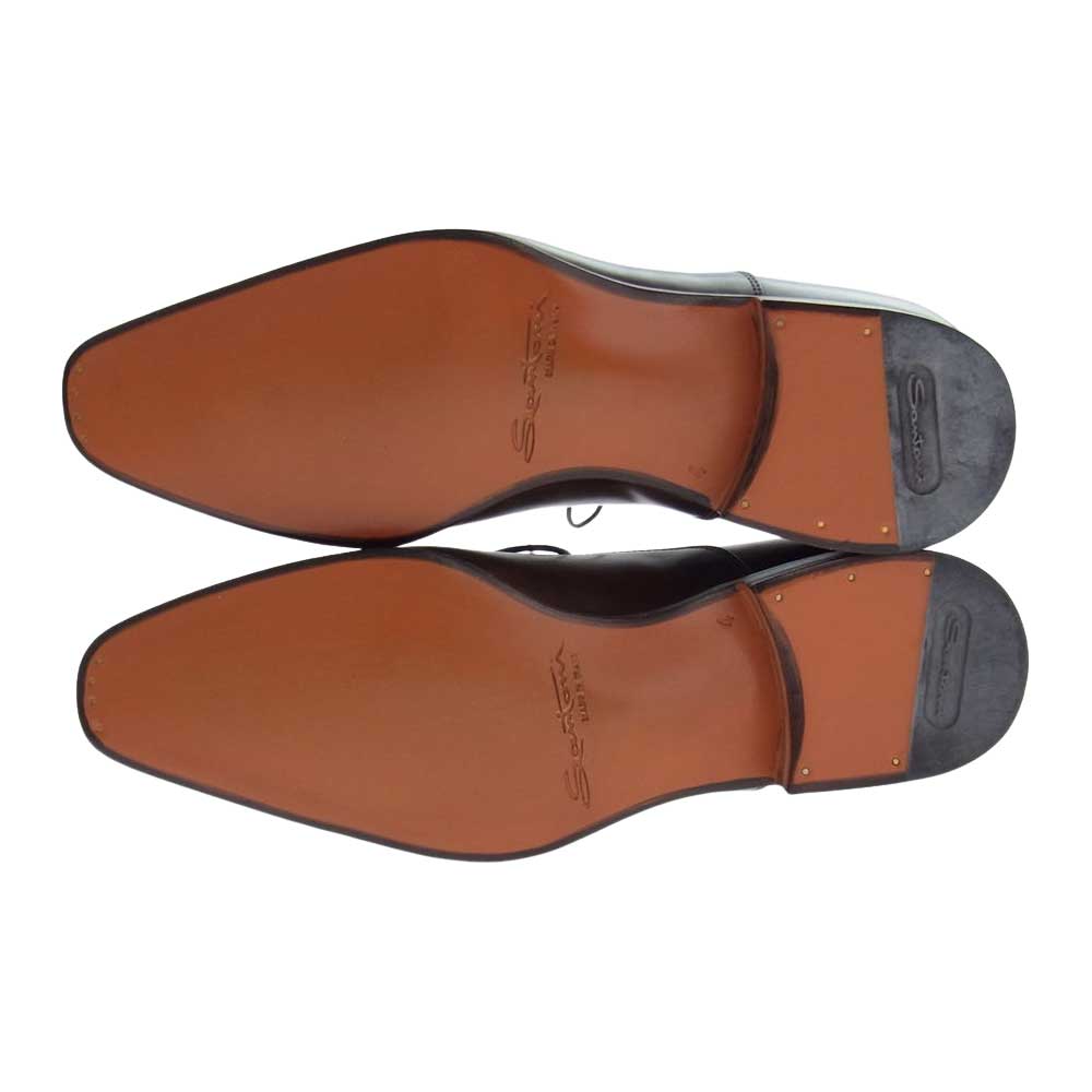 未使用 SANTONI 9 15004 ストレートチップ 茶 箱付 保存袋付-