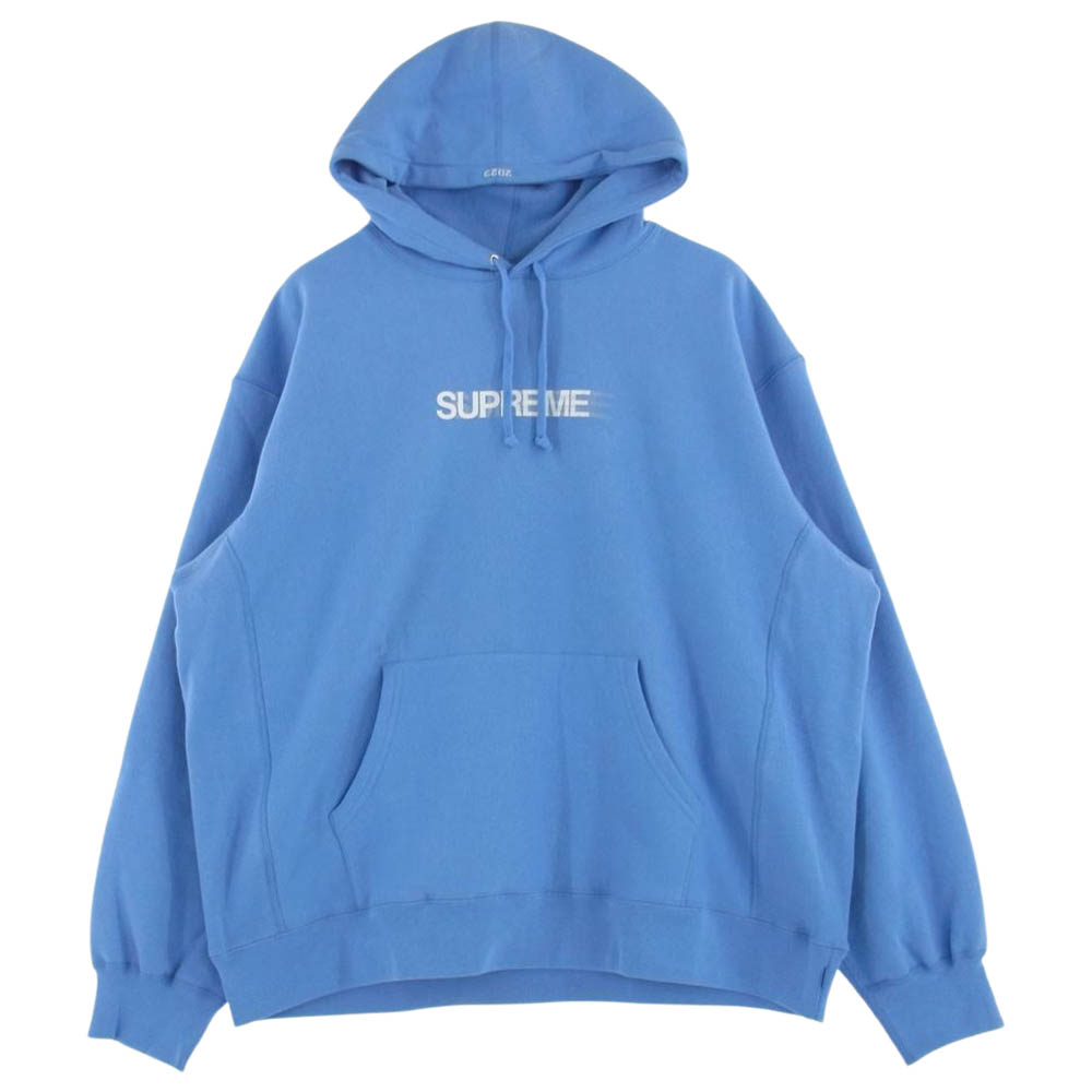 Supreme シュプリーム パーカー 23SS motion logo hooded sweatshirt モーション ロゴ スウェット パーカー  ライトブルー XL【新古品】【未使用】