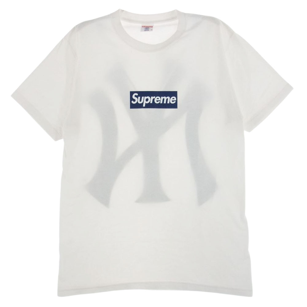 Supreme シュプリーム Ｔシャツ 15SS × New York Yankees Box Logo Tee ニューヨークヤンキース ボックスロゴ  プリント 半袖 Tシャツ ホワイト系 M