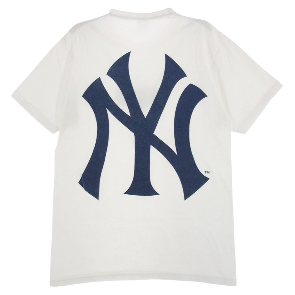 Supreme シュプリーム Ｔシャツ 15SS × New York Yankees Box Logo Tee ニューヨークヤンキース ボックスロゴ プリント 半袖 Tシャツ ホワイト系 M