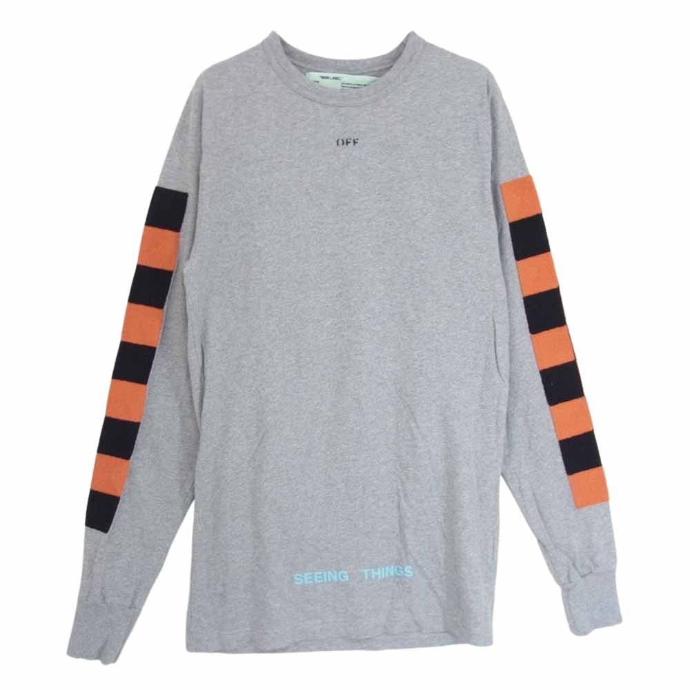 OFF-WHITE オフホワイト カットソー OMAB001F17185023 袖ニット切替し ロングリーブ Tシャツ カットソー グレー系 XS