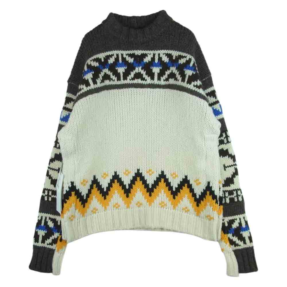 Sacai サカイ ニット 22AW 22-02908M Nordic Knit Pullover ノルディック サイドスリット ニット プルオーバー  オフホワイト系 グレイッシュダークブラウン系 2【美品】