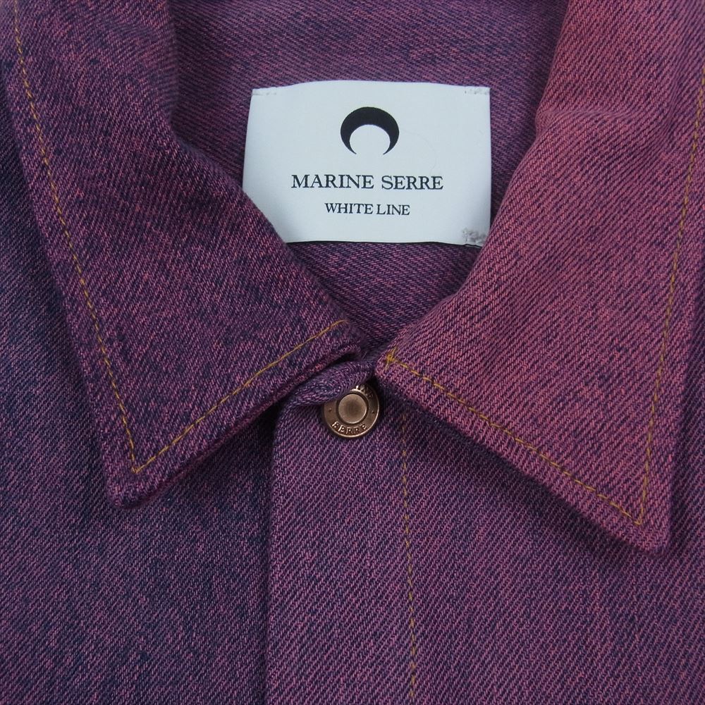 マリーンセル MARINE SERRE デニムジャケット 22ss パッチワーク デニム シャツ ピンク系 ネイビー系 S【極上美品】