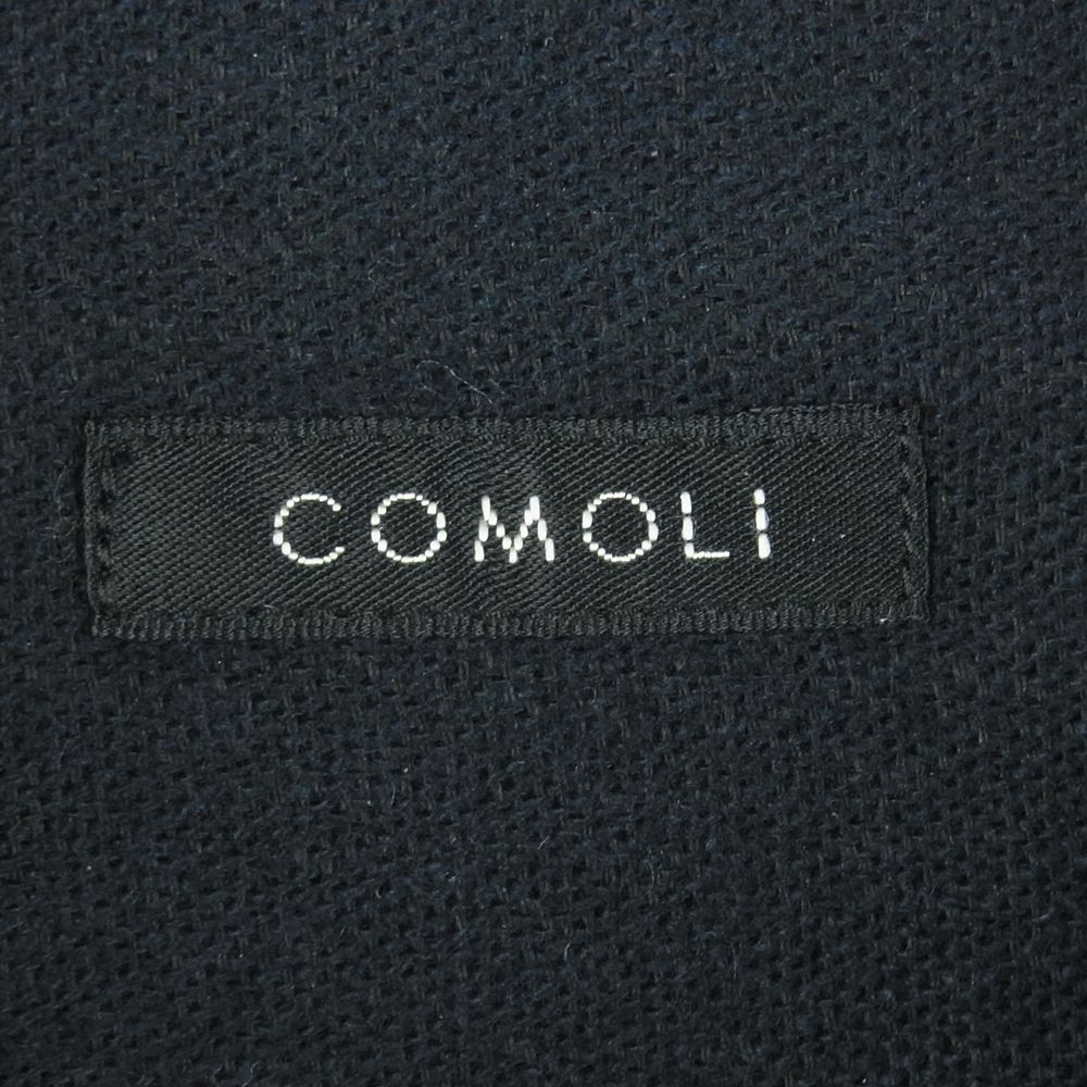 COMOLI コモリ 長袖シャツ 23SS X01-02006 カシミヤ 和紙 ハーフジップ 長袖 シャツ 日本製 ダークネイビー系 1