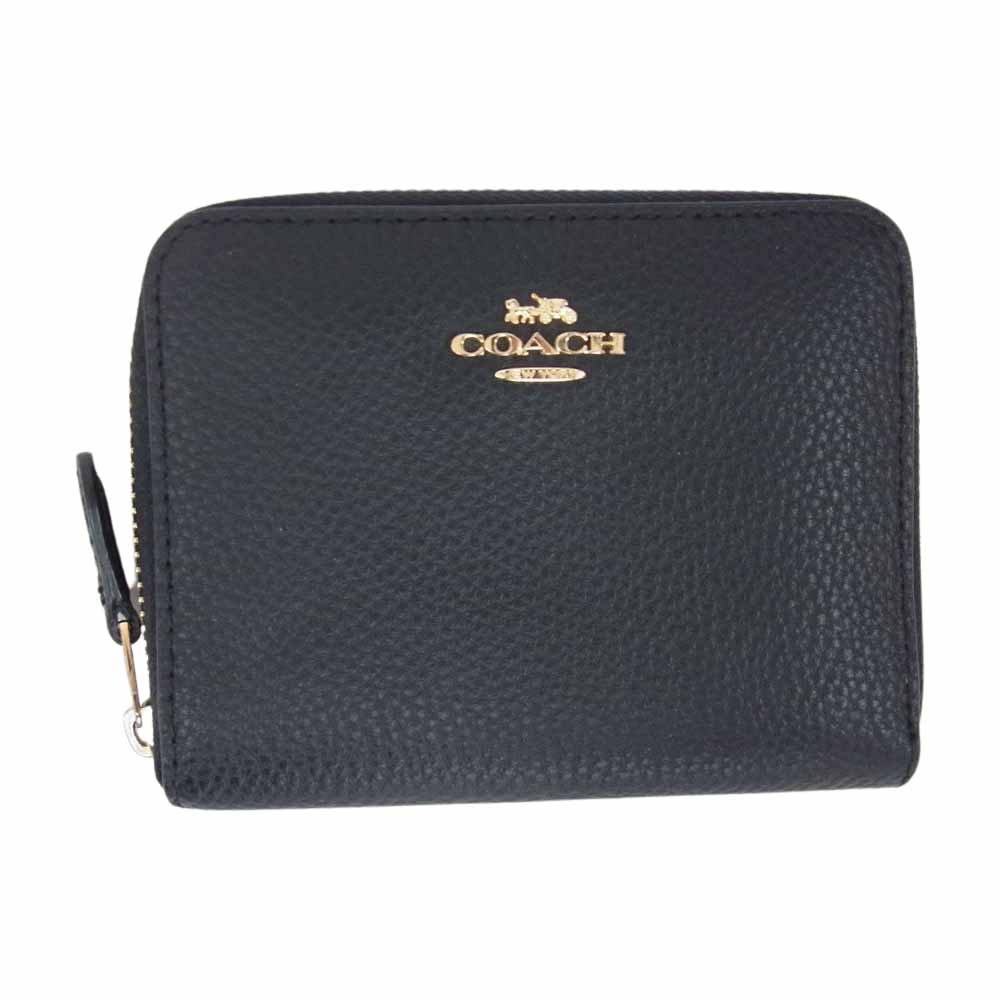 COACH コーチ 財布 レザー ラウンドジップ ウォレット 財布 ブラック系