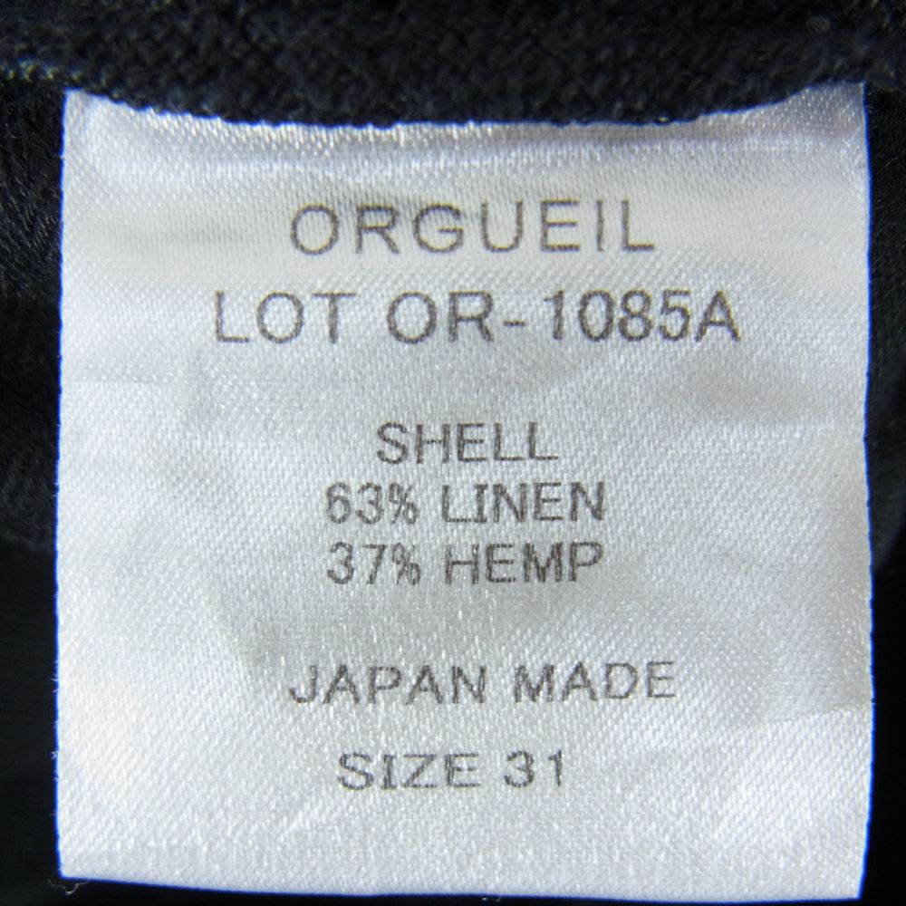 ORGUEIL オルゲイユ パンツ OR-1085A Black Linen Trousers ブラック リネン トラウザー パンツ ブラック系  31【美品】