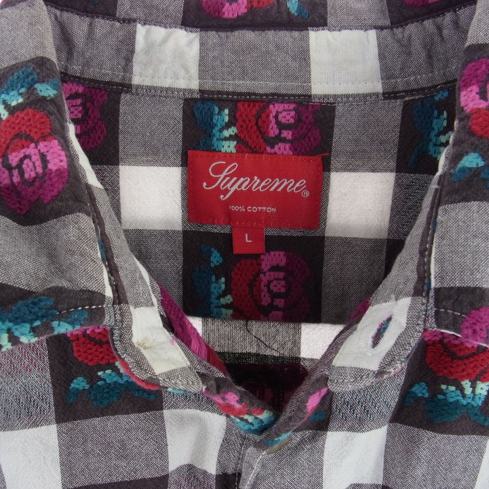 19ss Supreme Rose Buffalo Plaid Shirt 黒S