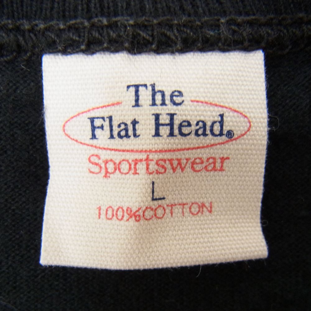 THE FLAT HEAD ザフラットヘッド Ｔシャツ ボーダー クルーネック Tシャツ ブラック レッド系 L
