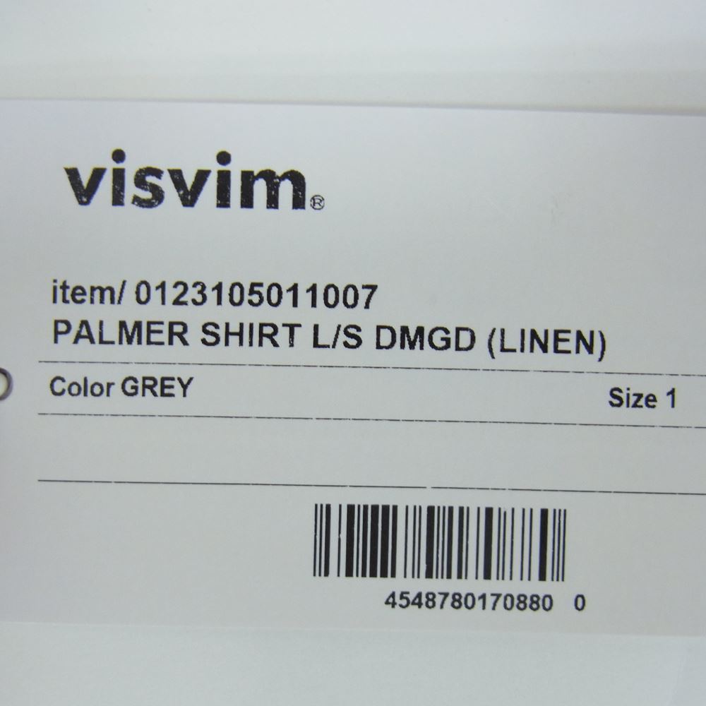 visvim ビズビム シャツ サイズ:1 23SS 天然染色加工 オープンカラー パルマー シャツ PALMER SHIRT L/S DMGD LINEN グレー トップス カジュアルシャツ 長袖 【メンズ】