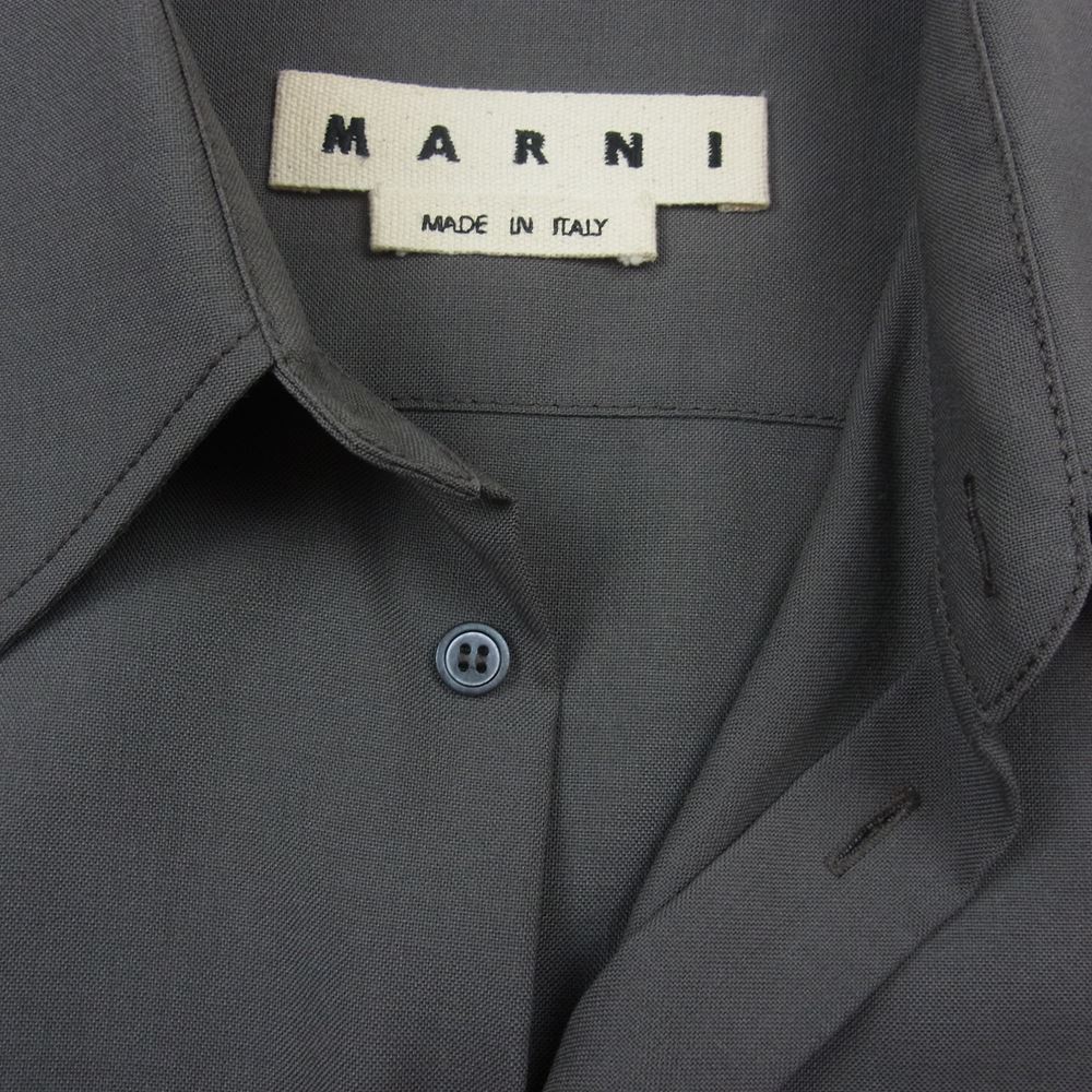 MARNI マルニ 長袖シャツ 19AW CUMU0061A0 S45455 ウール トロピカル レギュラー カラー 長袖 シャツ カーキ系 48