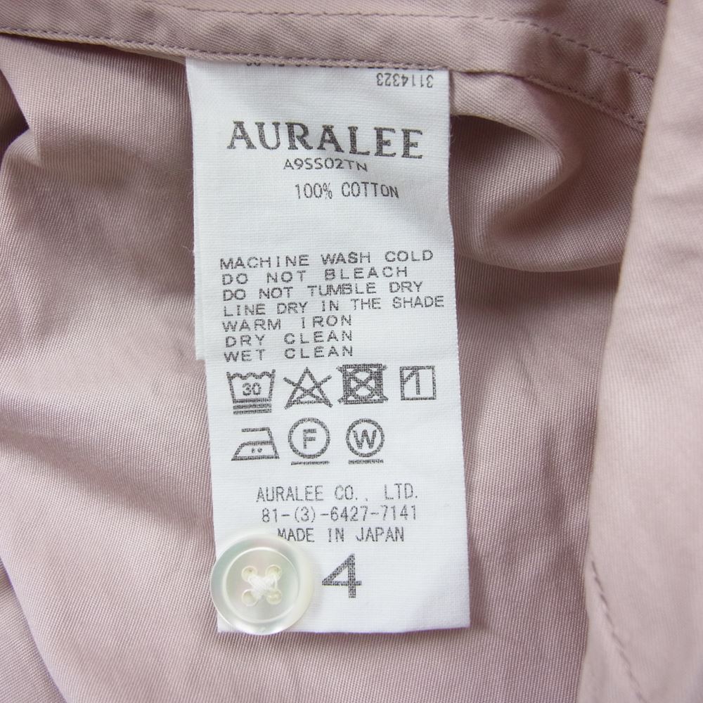 AURALEE オーラリー 半袖シャツ A9SS02TN WASHD FINX TWILL HALF