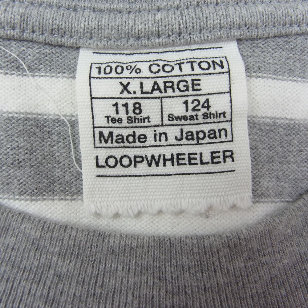 LOOPWHEELER ループウィラー カットソー ボーダー ロング スリーブ カットソー Tシャツ グレー ホワイト グレー系 XL