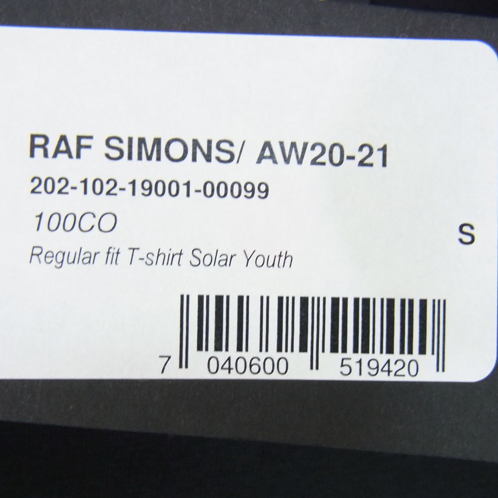 RAF SIMONS ラフシモンズ 20-21AW 202-102-19001-00099 Regular Fit T-Shirt Solar Youth レギュラー フィット ソーラー ユース Tシャツ ブラック系 S【新古品】【未使用】