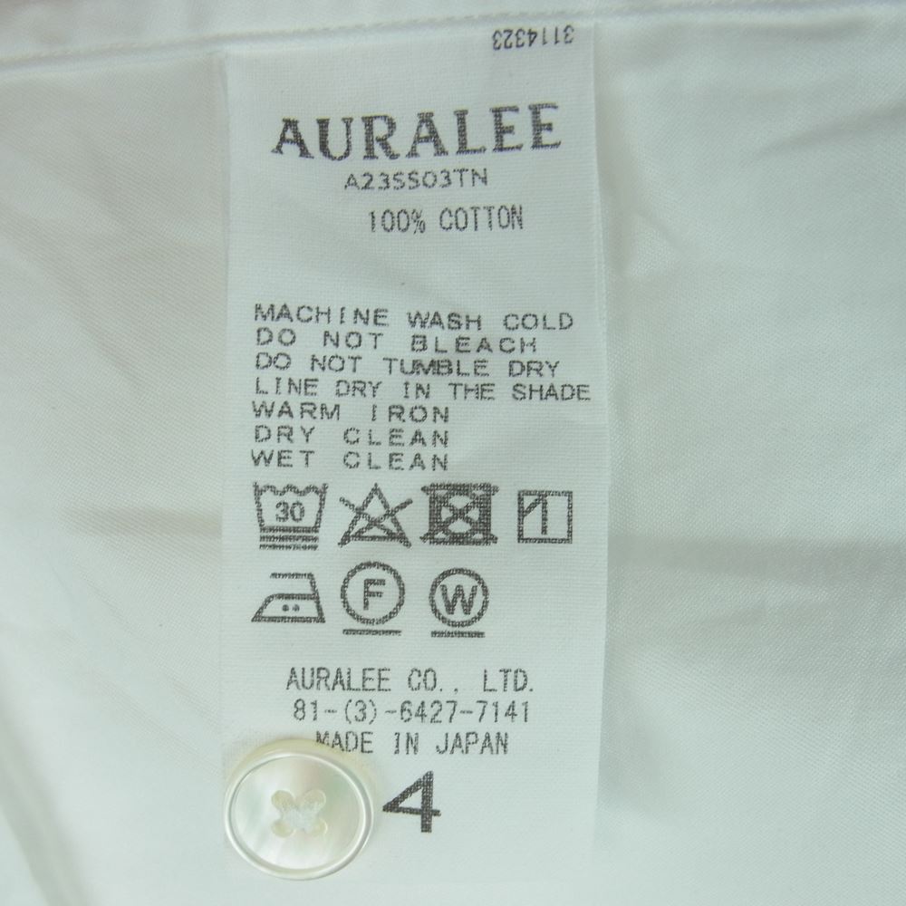 AURALEE オーラリー 半袖シャツ 23SS A23SS03TN WASHED FINX