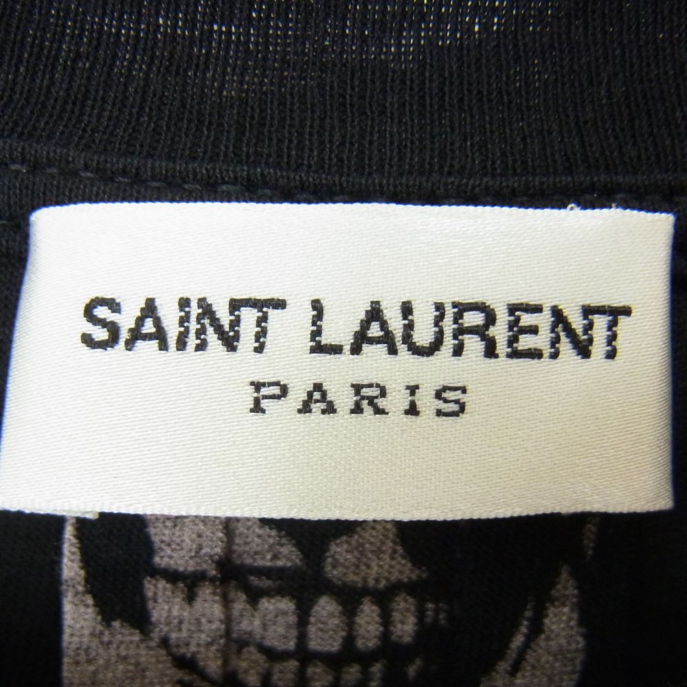 SAINT LAURENT サンローラン Ｔシャツ 国内正規品 エディ期 15AW 397027 Y2ME1 スカル総柄 半袖Tシャツ ブラック系 XS