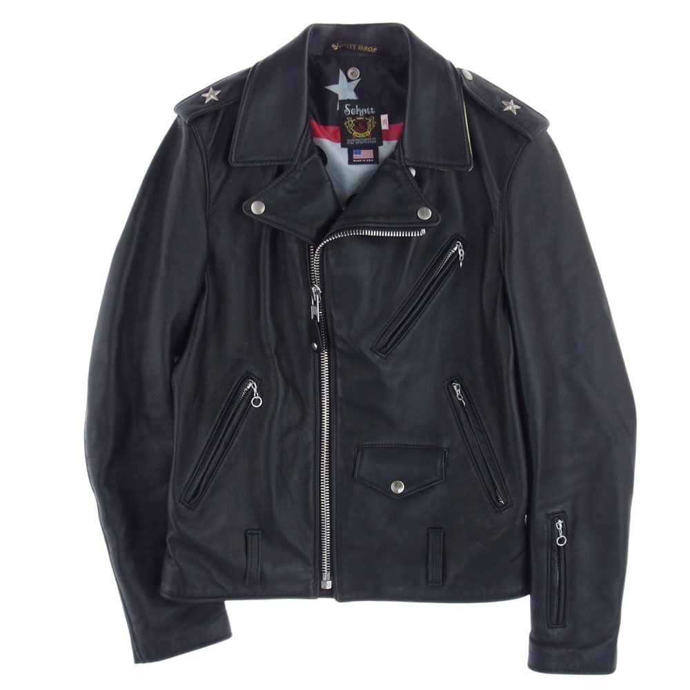 時間的な短縮と自然な革の表情にSchott   ショット　Leather Jacket 36 Black