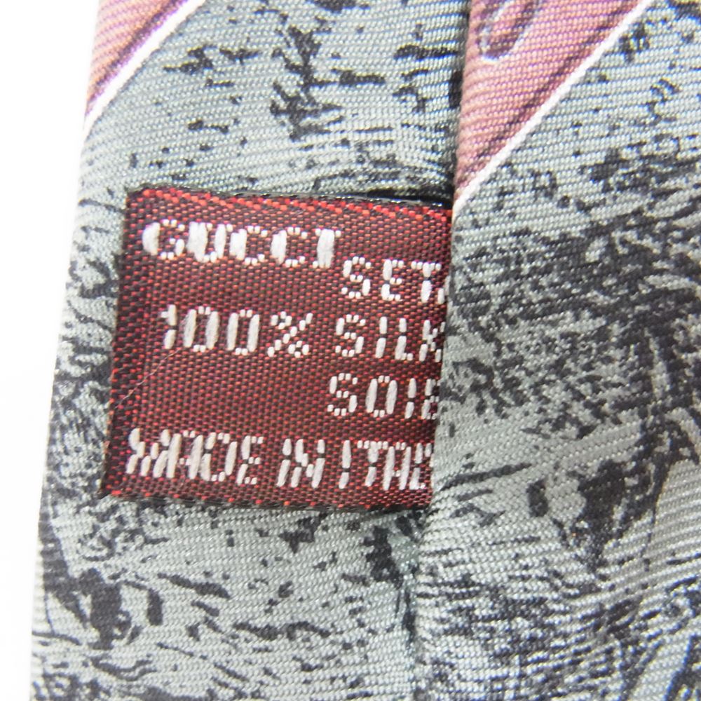 GUCCI グッチ ネクタイ シルク 100% 総柄 ストライプ ネクタイ