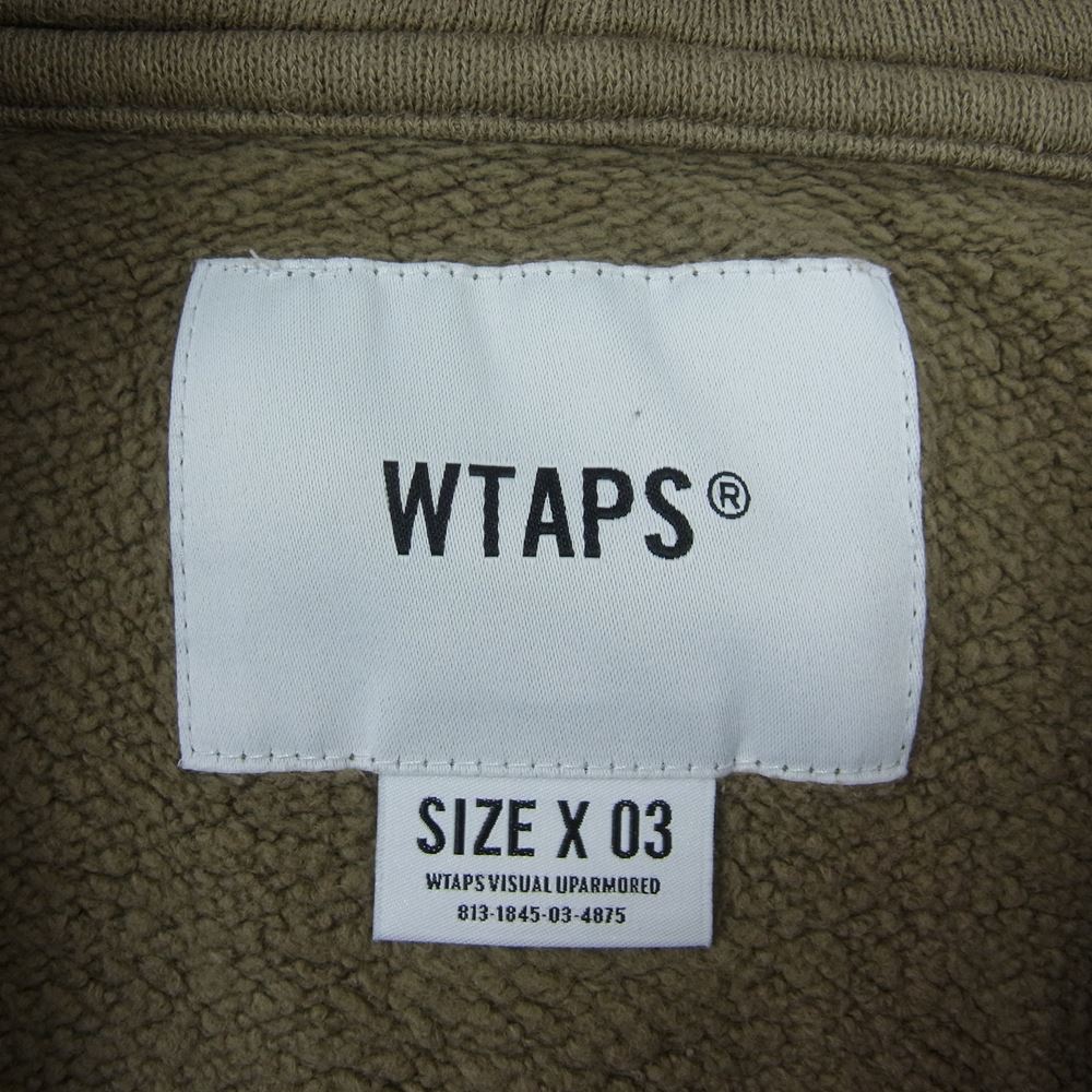 WTAPS ダブルタップス 21AW 211ATDT-CSM38 ACADEMY HOODED COTTON OLIVE DRAB LIMA プリント スウェット パーカー オリーブ系 03