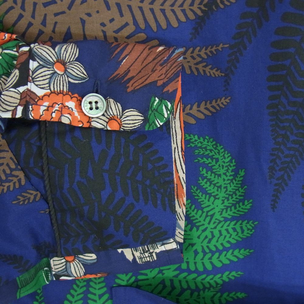 Sacai サカイ 長袖 21SS 21-02470M Archive Print Mix Shirt アーカイブ プリント ミックス オープンカラー シャツ ネイビー系 2【美品】