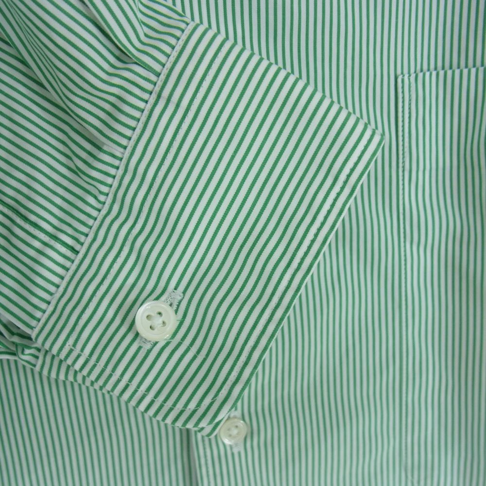 GRAPHPAPER グラフペーパー 長袖シャツ 22AW GM224-50022 × THOMAS MASON トーマスメイソン for GP L/S Oversized Band Collar Shirt オーバーサイズ バンドカラー シャツ ストライプ 長袖 グリーン系 ホワイト系 F