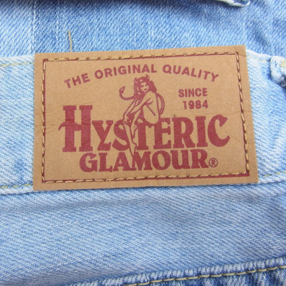 HYSTERIC GLAMOUR ヒステリックグラマー デニムパンツ 02182AP14 USED加工 AUTO CLUB プリント デニム  スクラッチ テーパード パンツ インディゴブルー系 M HYSTERIC GLAMOUR USED/古着（その他パンツ）｜HYSTERIC  GLAMOURのUSED/古着通販サイト SMASELL（スマセル）