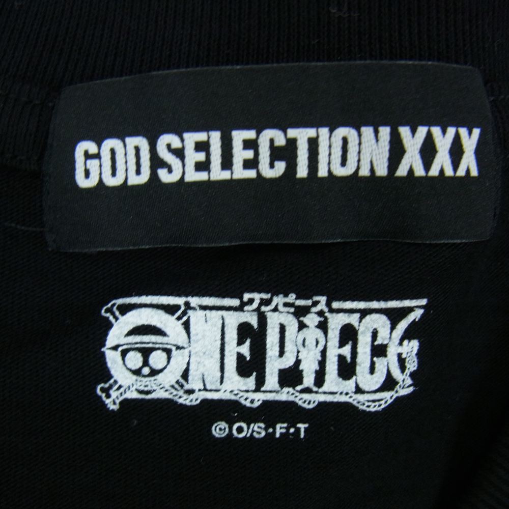 GOD SELECTION XXX ゴッドセレクショントリプルエックス 21SS ×ONE PIECE エース＆ルフィ 頂上決戦プリント半袖Tシャツ ブラック ワンピース GX-S21-OPST-04