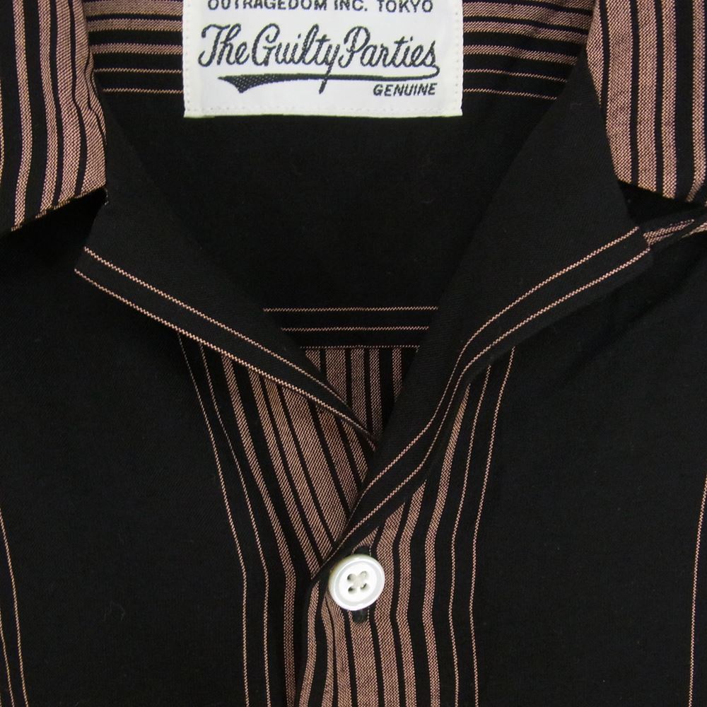 WACKO MARIA ワコマリア 22AW STRIPED OPEN COLLAR SHIRT L/S ストライプ オープンカラー レーヨン長袖シャツ ブラウン 22FW-WMS-OC01