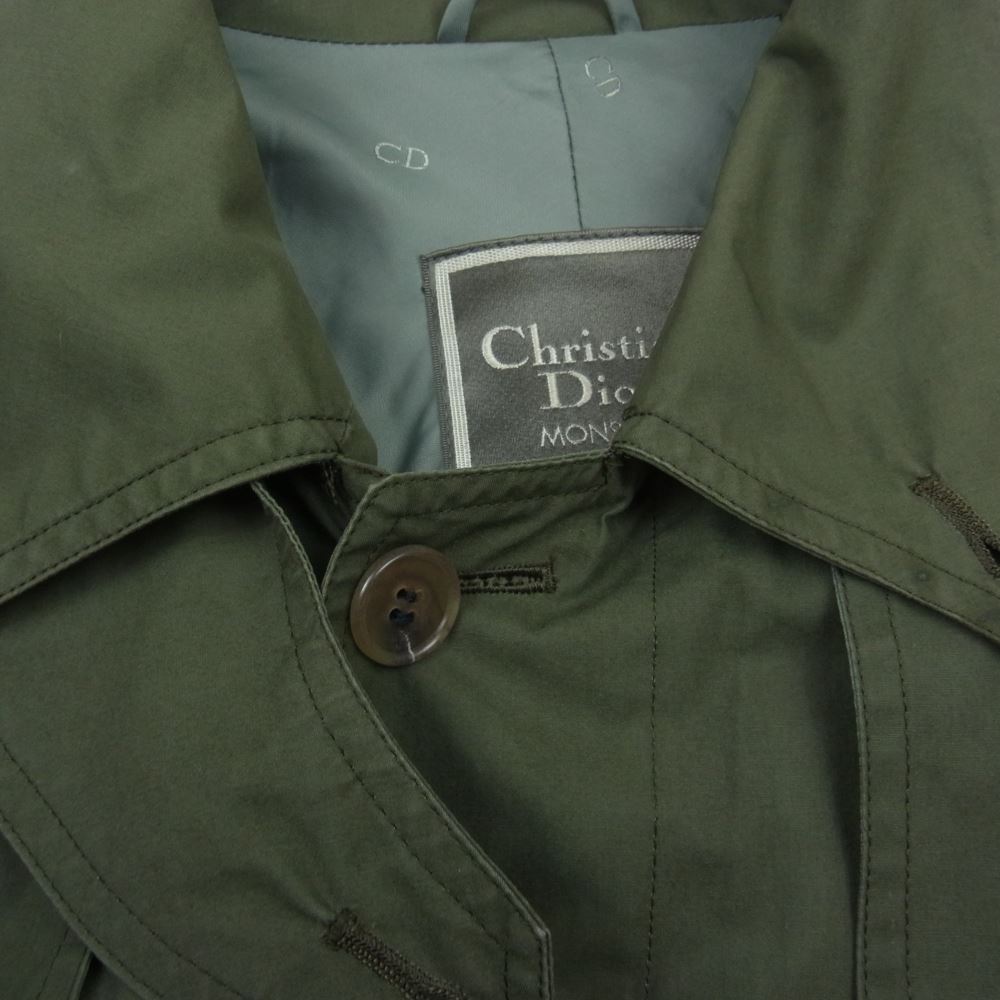 Christian Dior クリスチャンディオール ステンカラーコート MONSIEUR ステンカラー ベルト付き ロング コート カーキ系