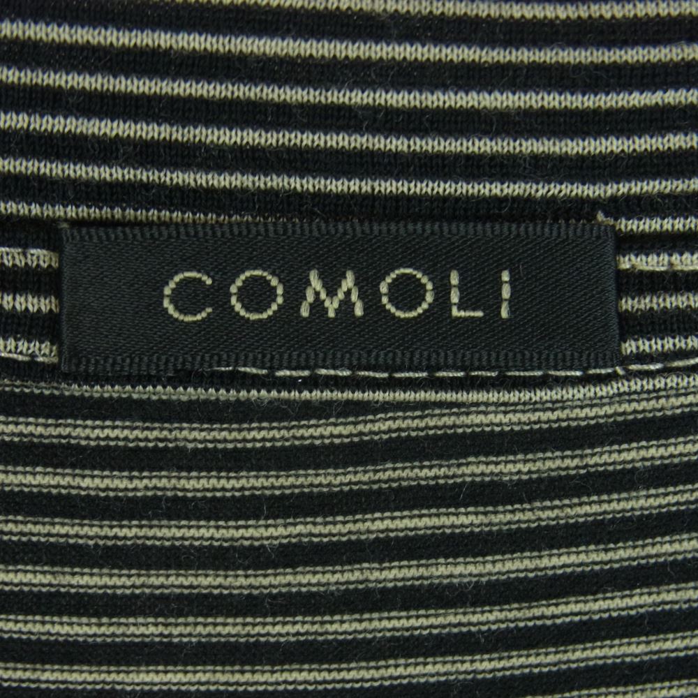 COMOLI コモリ 23SS X01-05013 サマーウール 天竺 ボーダー 半袖 Tシャツ ブラック系 オフホワイト系 2