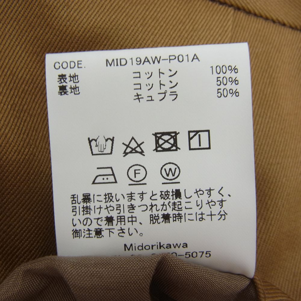 ミドリカワ Midorikawa パンツ 19AW MID19AW-P01A Cotton Chino Slacks